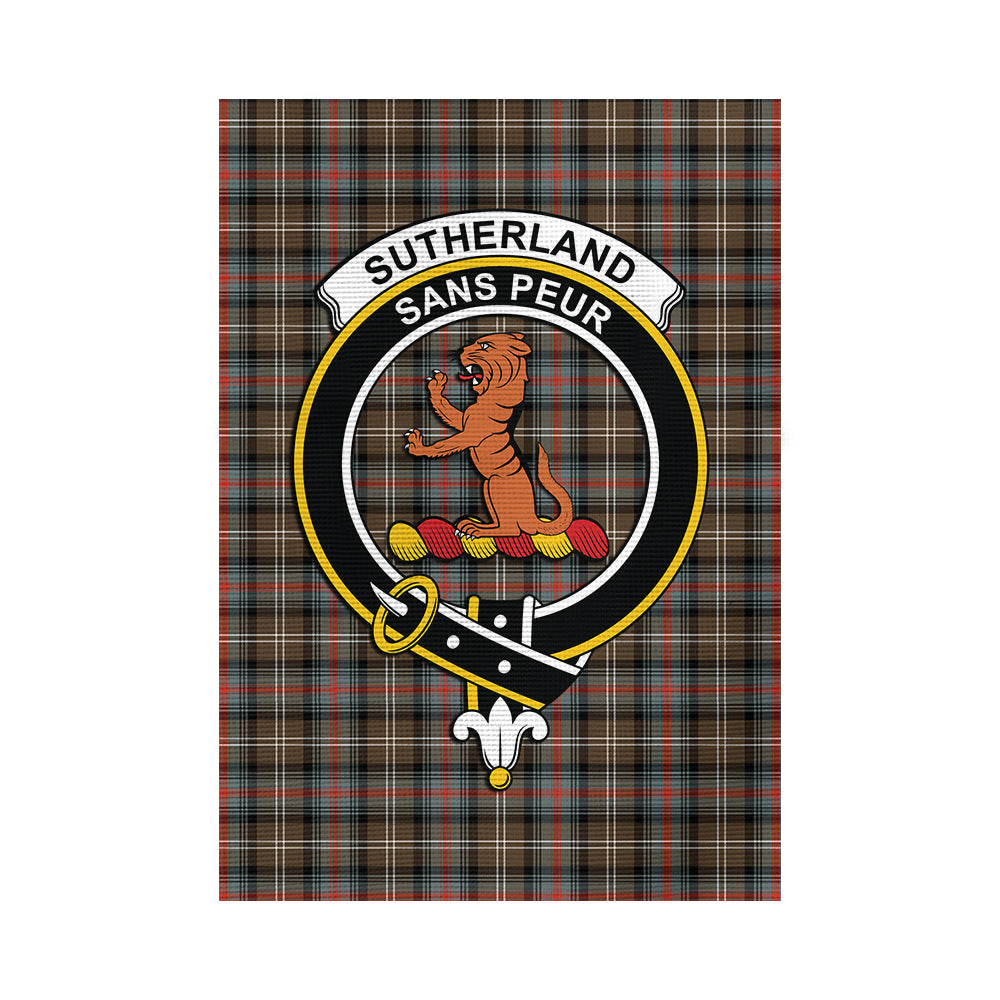 Sutherland Weathered Tartan Flag with Family Crest - Tartan Vibes Clothing