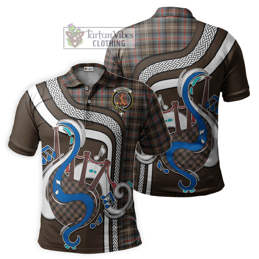 Tartan Vibes Clothing Sutherland Weathered Tartan Polo Shirt with Epic Bagpipe Style