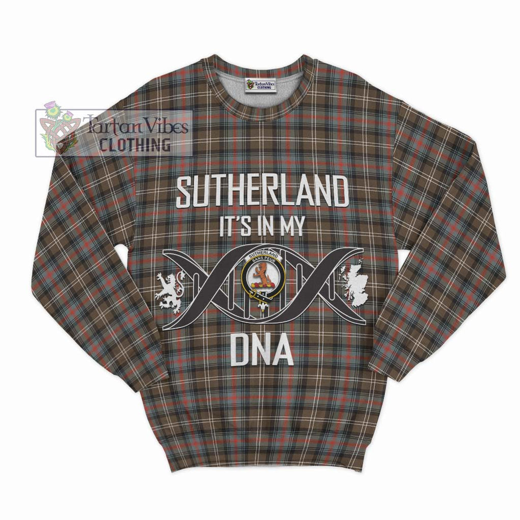 Sutherland Weathered Tartan Sweatshirt with Family Crest DNA In Me Style - Tartanvibesclothing Shop