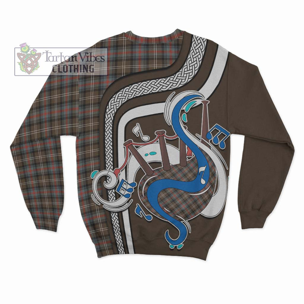 Tartan Vibes Clothing Sutherland Weathered Tartan Sweatshirt with Epic Bagpipe Style