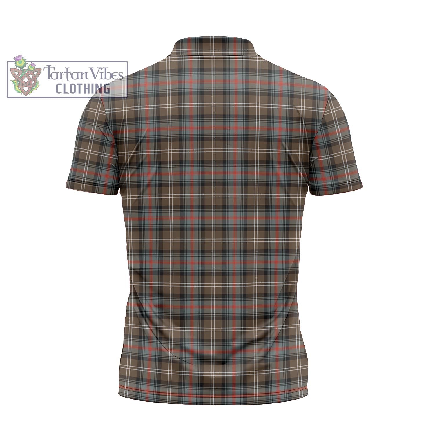 Tartan Vibes Clothing Sutherland Weathered Tartan Zipper Polo Shirt with Family Crest