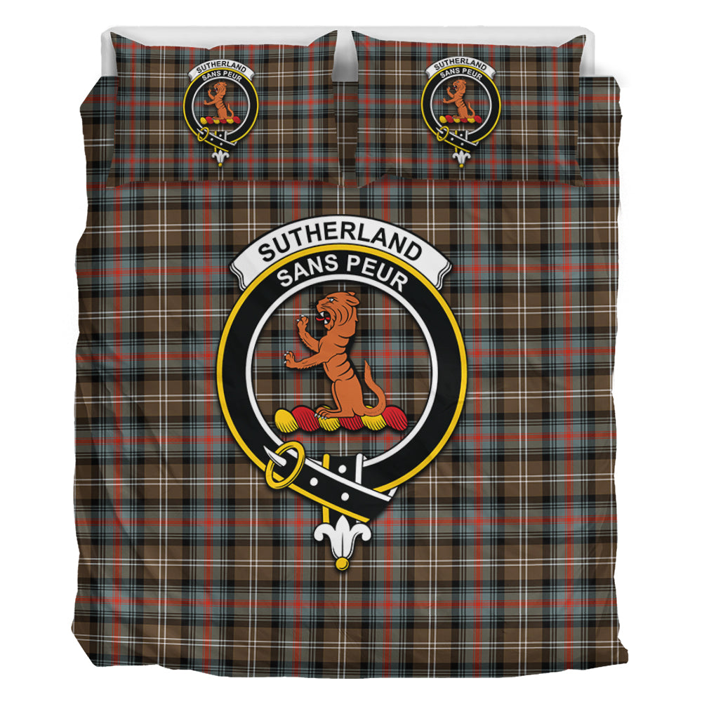 Sutherland Weathered Tartan Bedding Set with Family Crest - Tartan Vibes Clothing