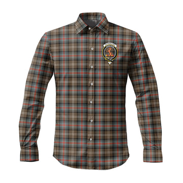 Sutherland Weathered Tartan Long Sleeve Button Up Shirt with Family Crest