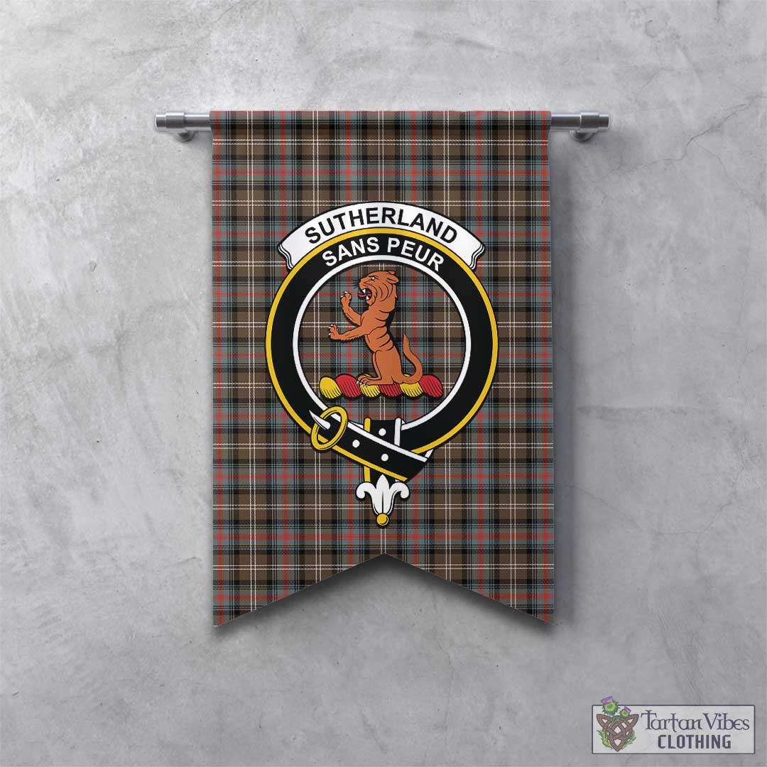 Tartan Vibes Clothing Sutherland Weathered Tartan Gonfalon, Tartan Banner with Family Crest