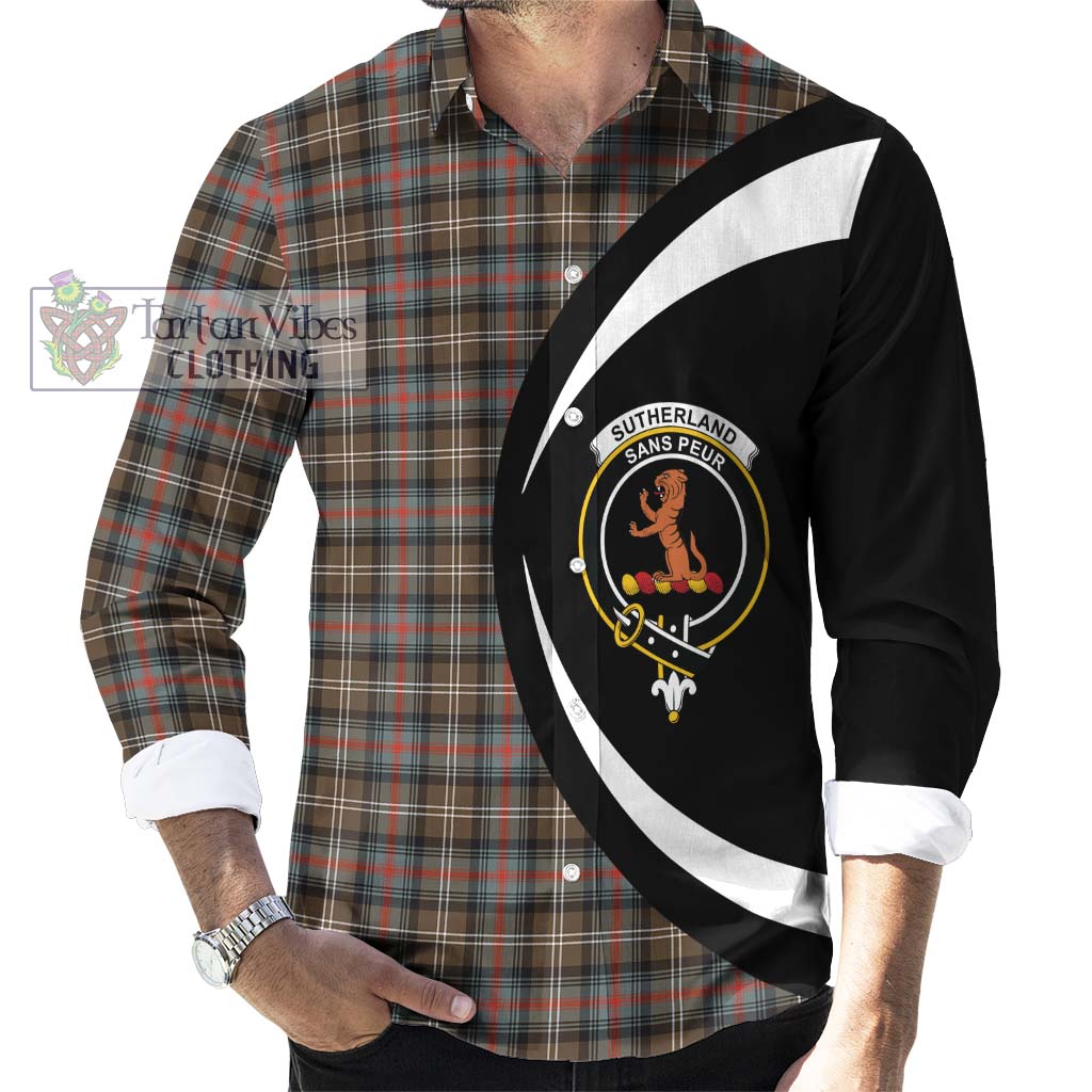 Sutherland Weathered Tartan Long Sleeve Button Up with Family Crest Circle Style - Tartan Vibes Clothing