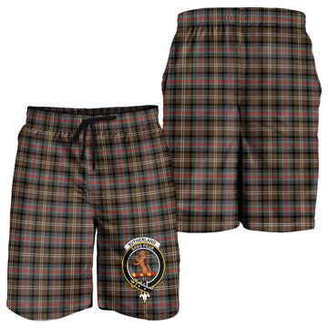 Sutherland Weathered Tartan Mens Shorts with Family Crest