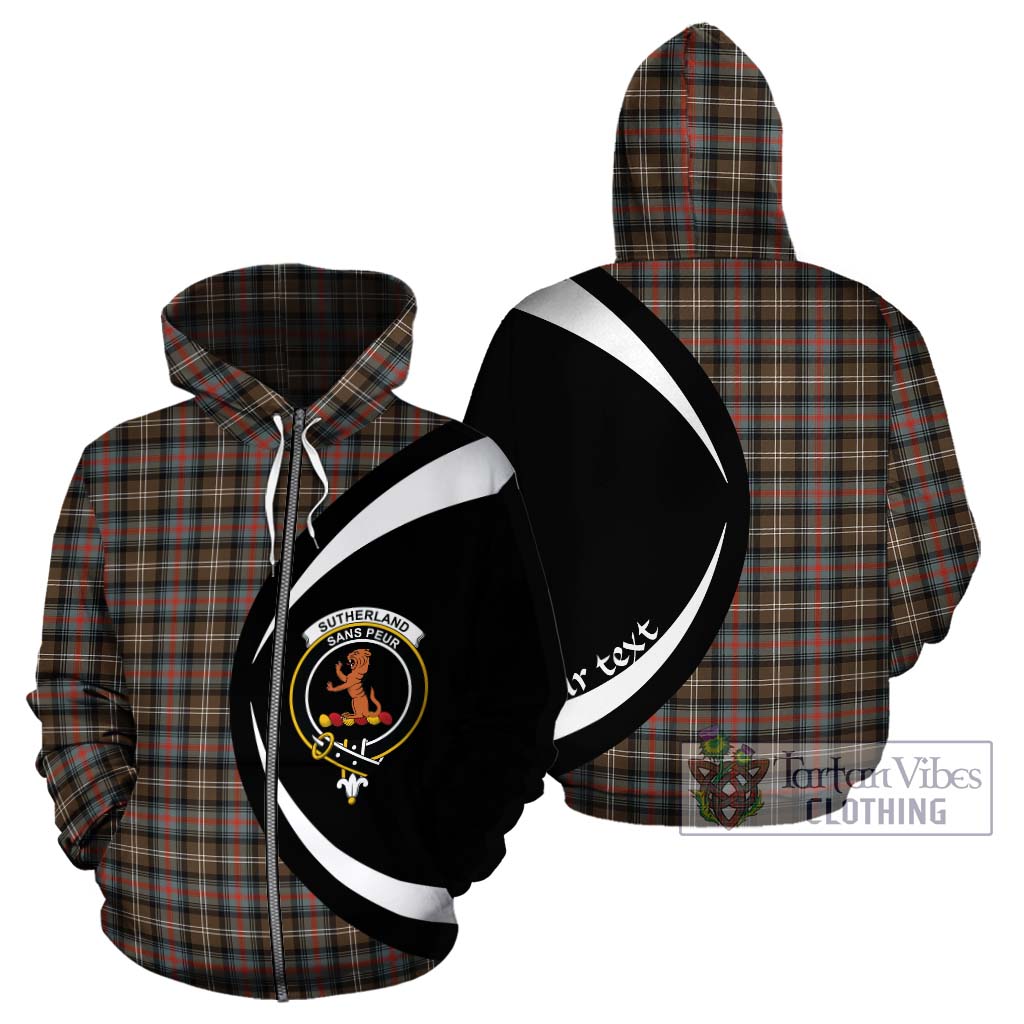 Sutherland Weathered Tartan Hoodie with Family Crest Circle Style - Tartan Vibes Clothing