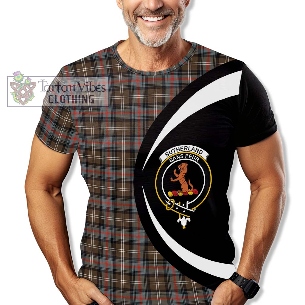 Tartan Vibes Clothing Sutherland Weathered Tartan T-Shirt with Family Crest Circle Style