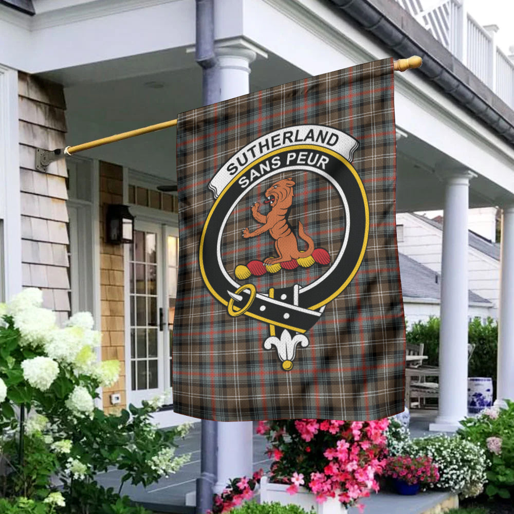 Sutherland Weathered Tartan Flag with Family Crest - Tartan Vibes Clothing