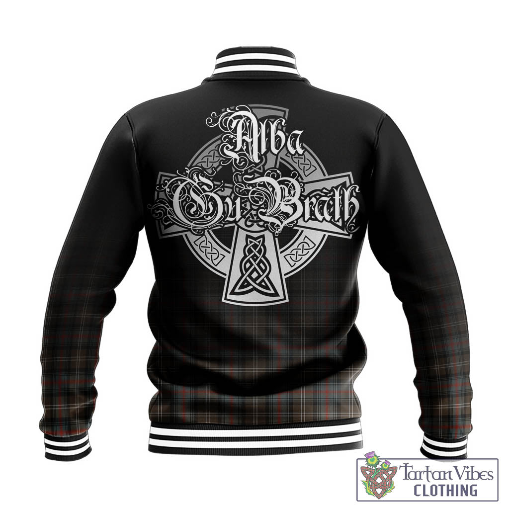 Tartan Vibes Clothing Sutherland Weathered Tartan Baseball Jacket Featuring Alba Gu Brath Family Crest Celtic Inspired