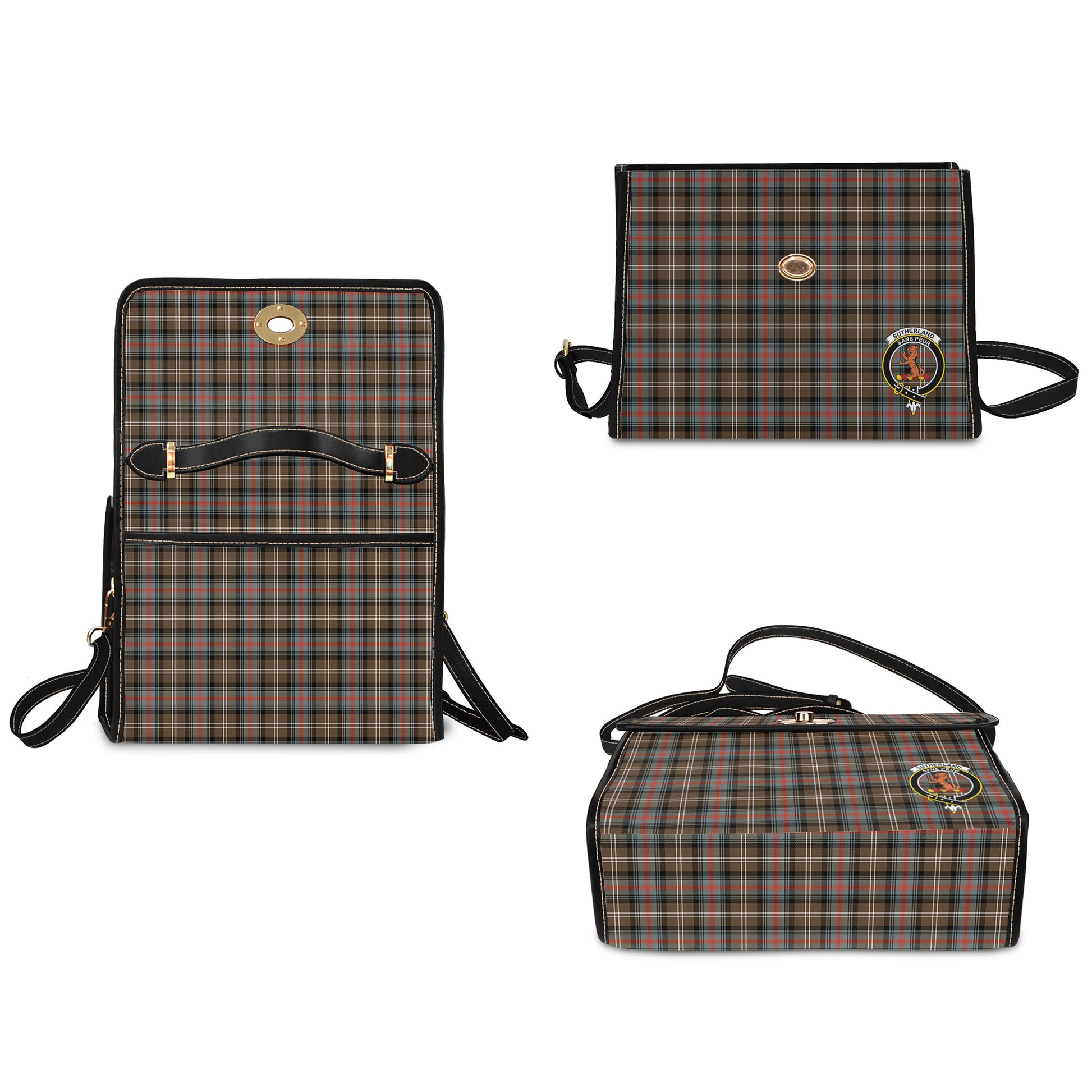 sutherland-weathered-tartan-leather-strap-waterproof-canvas-bag-with-family-crest