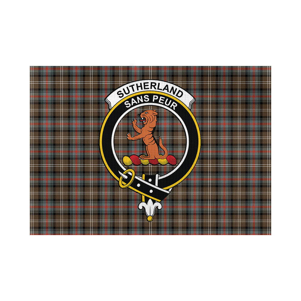 Sutherland Weathered Tartan Flag with Family Crest - Tartan Vibes Clothing