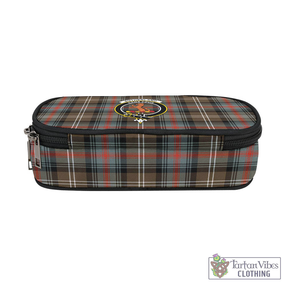 Tartan Vibes Clothing Sutherland Weathered Tartan Pen and Pencil Case with Family Crest