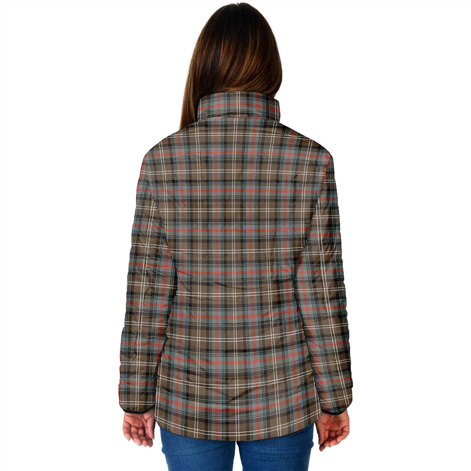 Sutherland Weathered Tartan Padded Jacket with Family Crest - Tartan Vibes Clothing