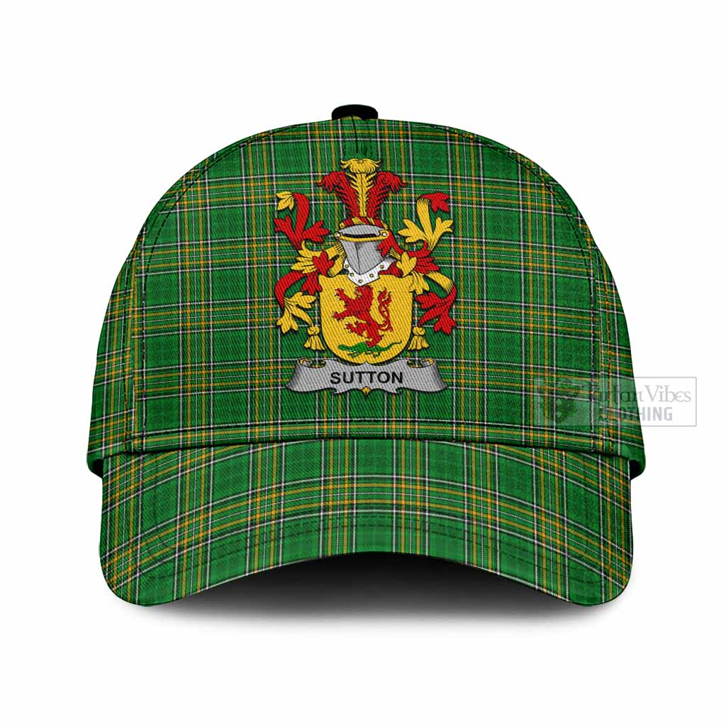 Tartan Vibes Clothing Sutton Irish Clan Tartan Classic Cap with Coat of Arms