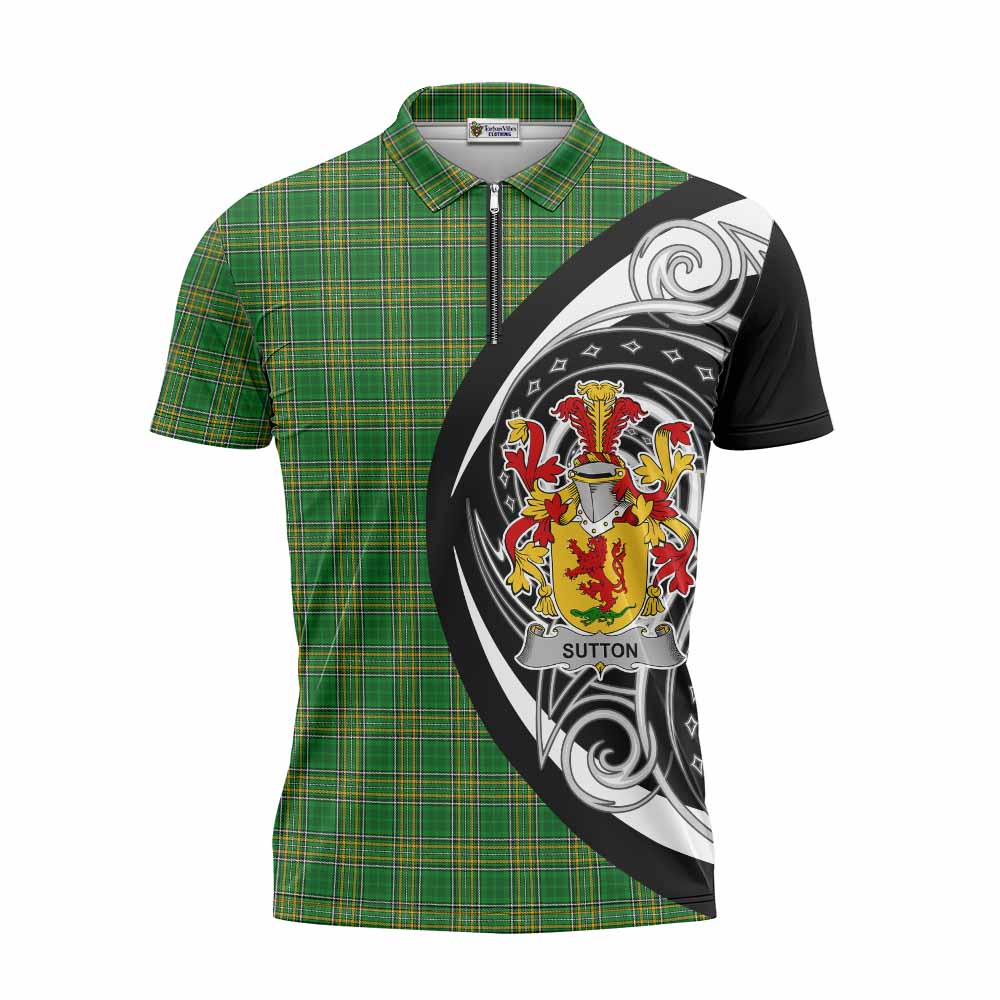Sutton Irish Clan Zipper Polo Shirt Celtic Circle Style Unisex - Tartan Vibes Clothing