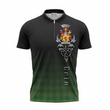 Sutton Irish Clan Zipper Polo Shirt with Coat of Arms Erin Go Bragh Celtic Inspired Unisex - Tartan Vibes Clothing