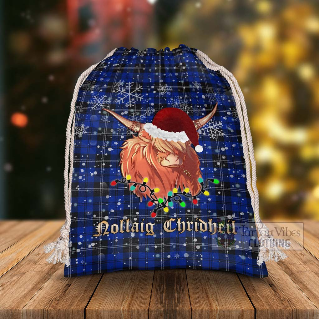 Tartan Vibes Clothing Swan Tartan Christmas Santa's Bag with Highland Cow