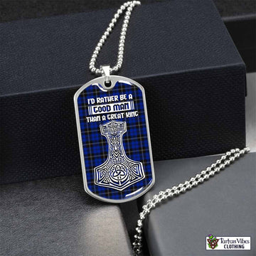 Swan Tartan Dog Tag Necklace Viking Mjolnir Style