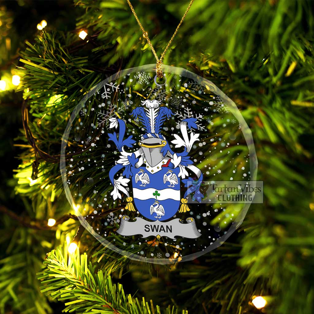 Tartan Vibes Clothing Swan Irish Clan Christmas Glass Ornament with Coat of Arms