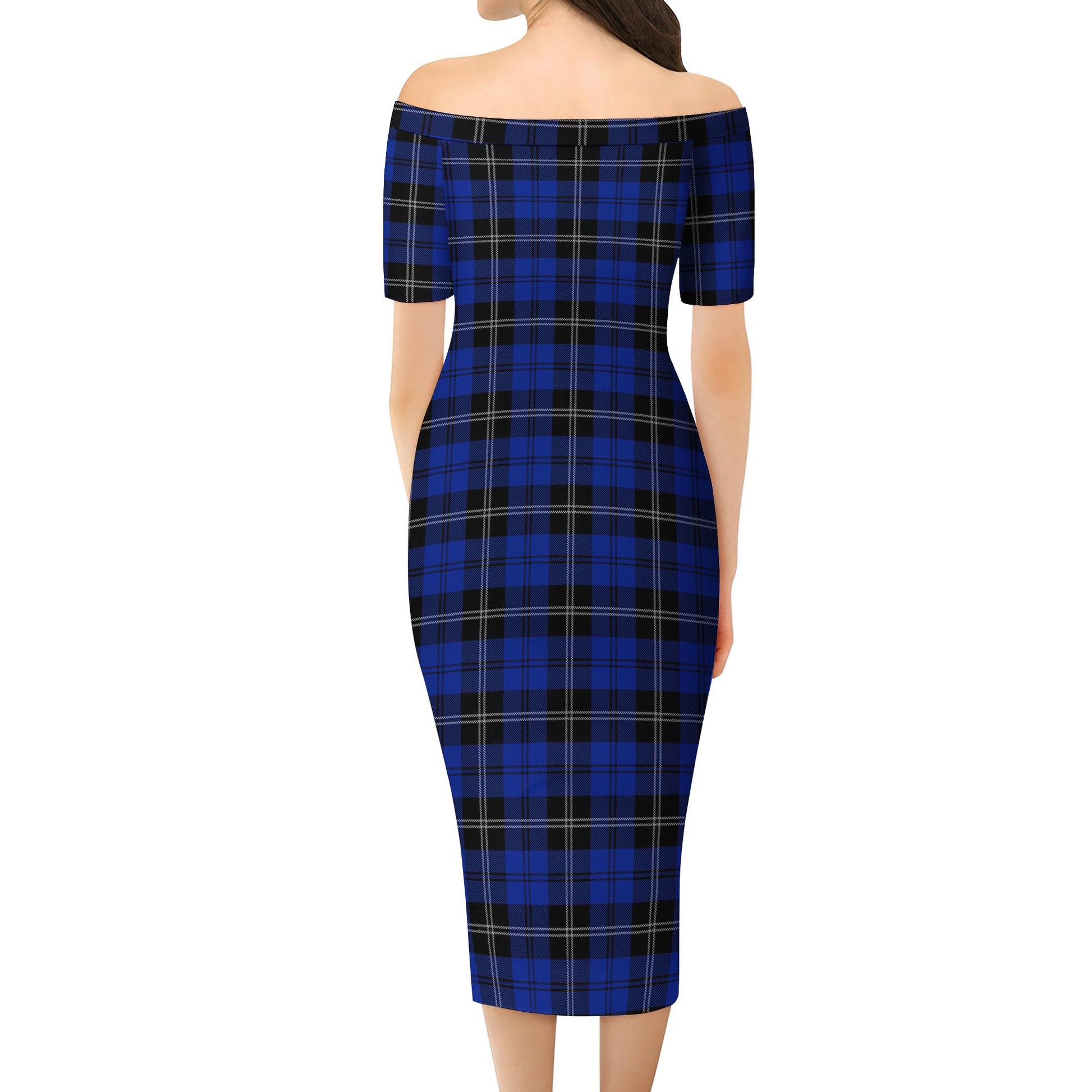 Swan Tartan Off Shoulder Lady Dress - Tartanvibesclothing