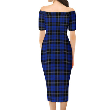 Swan Tartan Off Shoulder Lady Dress