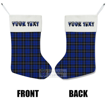 Swan Tartan Christmas Stocking with Personalized Text