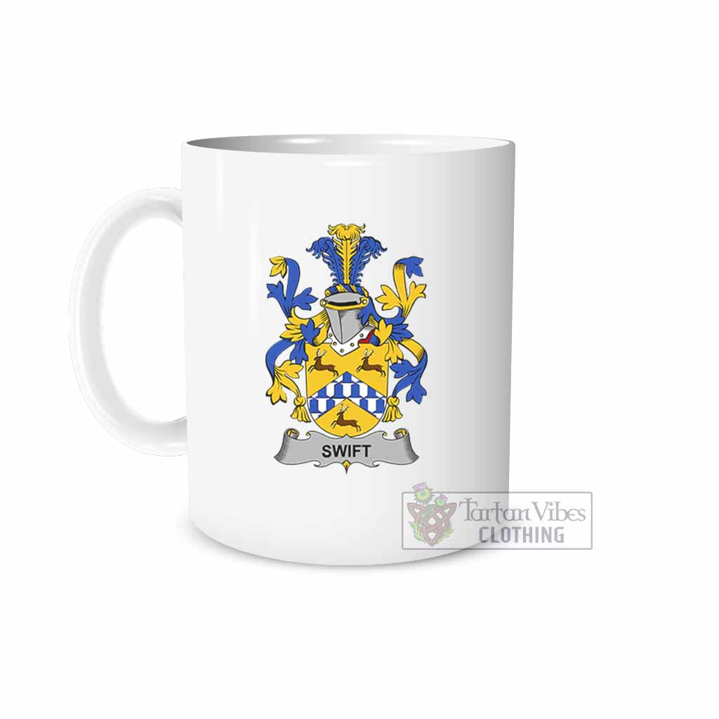 Swift Irish Clan Coat of Arms Ceramic Mug White - 2D-tartanvibesclothing