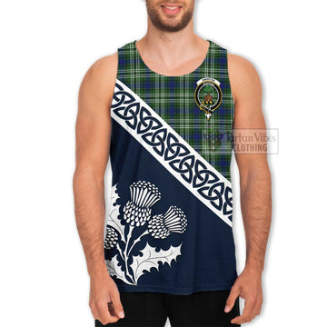 Swinton Tartan Men's Tank Top Featuring Thistle and Scotland Map