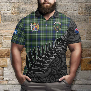 Swinton Crest Tartan Polo Shirt with New Zealand Silver Fern Half Style