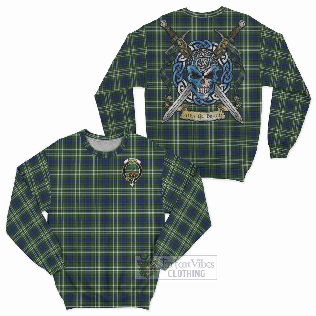 Tartan Vibes Clothing Swinton Tartan Sweatshirt with Family Crest Celtic Skull Style