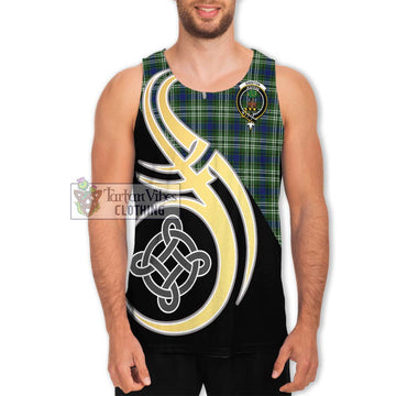 Swinton Tartan Men's Tank Top with Family Crest and Celtic Symbol Style