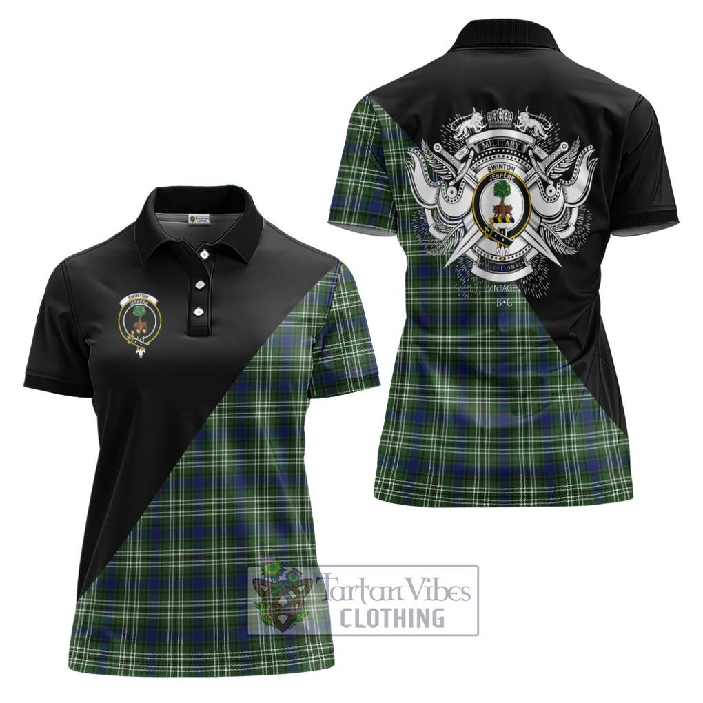 Swinton Tartan Women's Polo Shirt with Family Crest and Military Logo Style Women - Tartanvibesclothing Shop