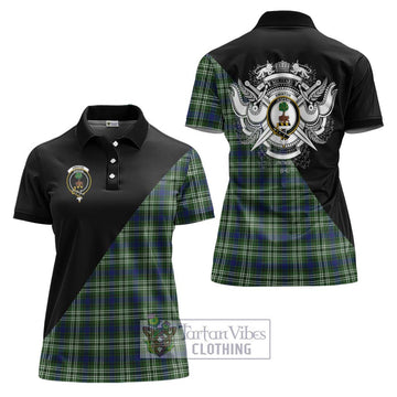 Swinton Tartan Women's Polo Shirt with Family Crest and Military Logo Style