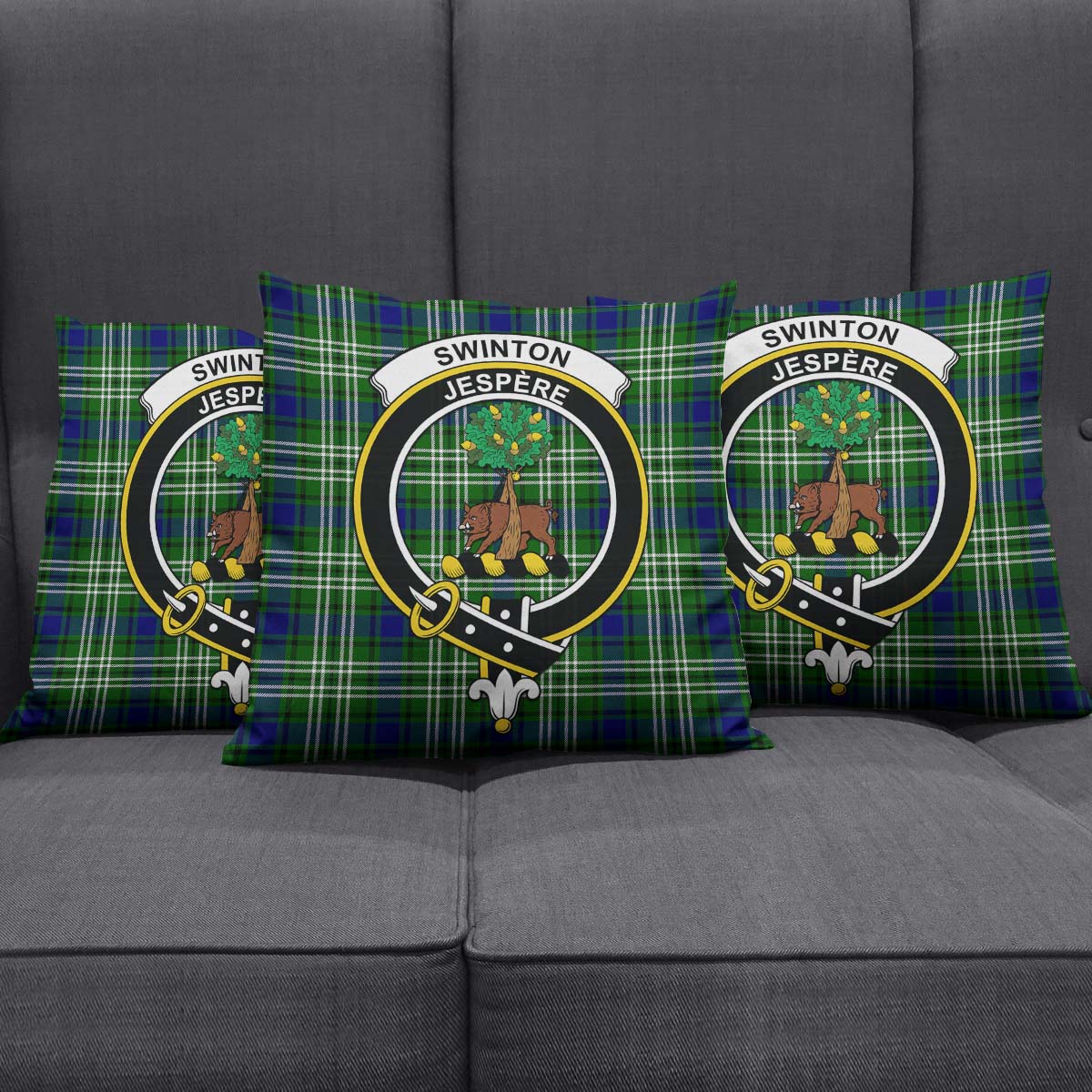 Swinton Tartan Pillow Cover with Family Crest Square Pillow Cover - Tartanvibesclothing