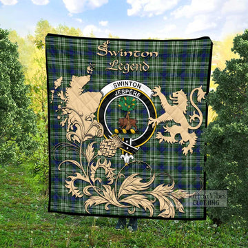 Swinton Tartan Quilt with Family Crest and Scottish Symbol Style