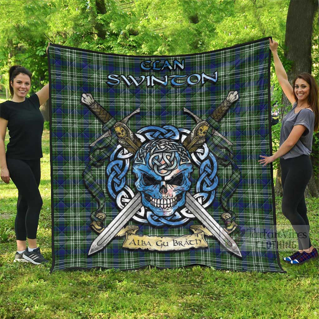 Tartan Vibes Clothing Swinton Tartan Quilt with Celtic Skull Alba Gu Brath Style