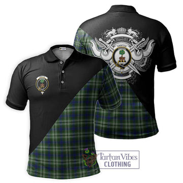 Swinton Tartan Polo Shirt with Family Crest and Military Logo Style