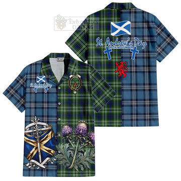 Swinton Tartan Short Sleeve Button Shirt Happy St. Andrew's Day Half Tartan Style