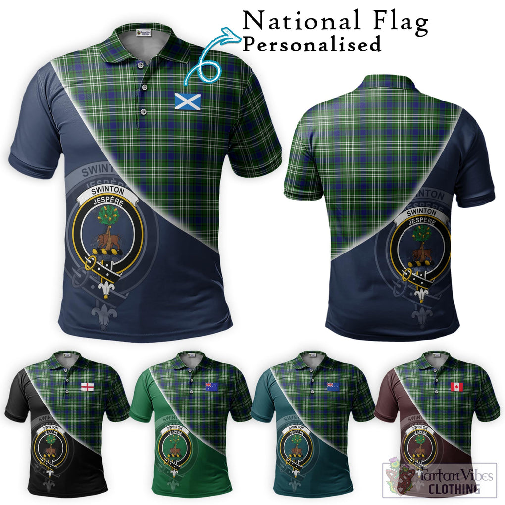 Swinton Tartan Polo Shirt with Personalised National Flag and Family Crest Half Style Maroon - Tartanvibesclothing Shop