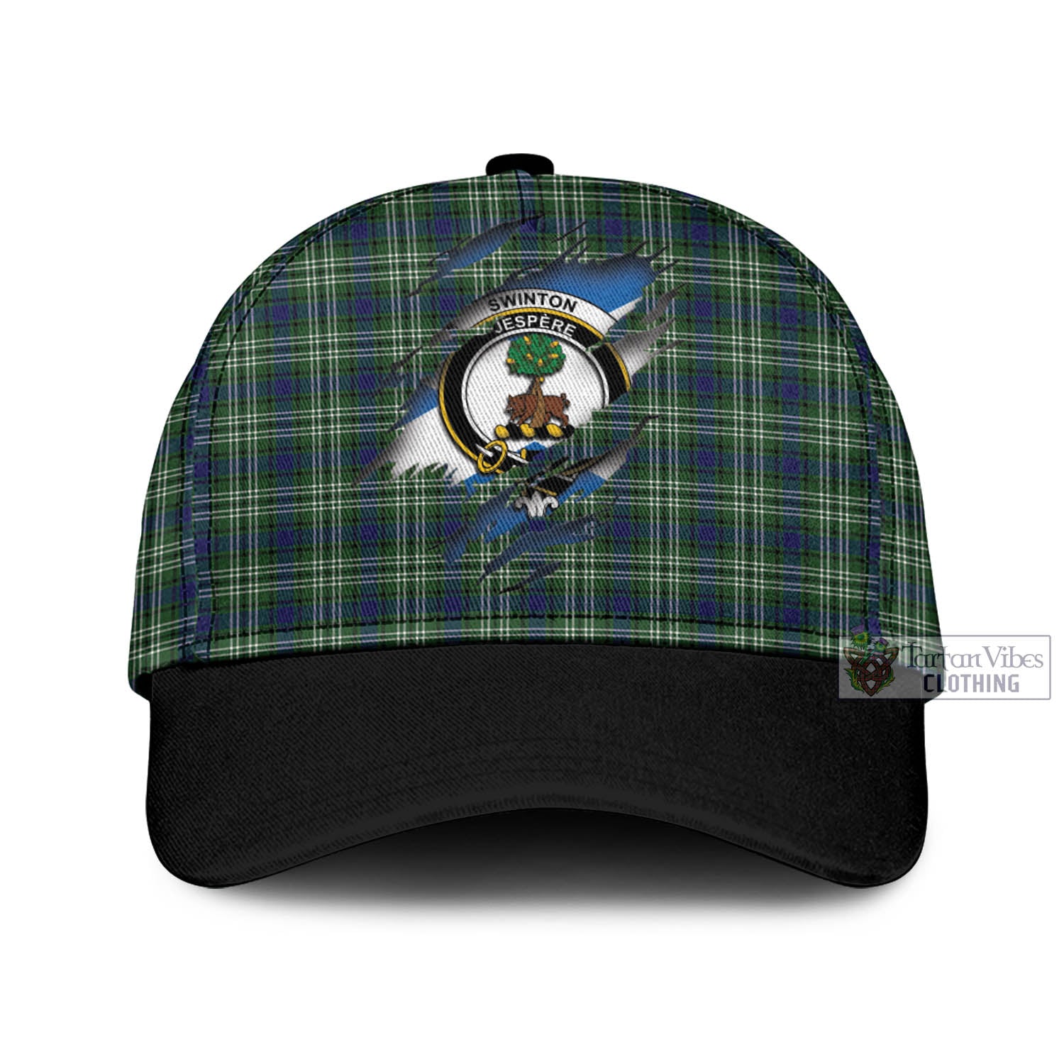 Tartan Vibes Clothing Swinton Tartan Classic Cap with Family Crest In Me Style