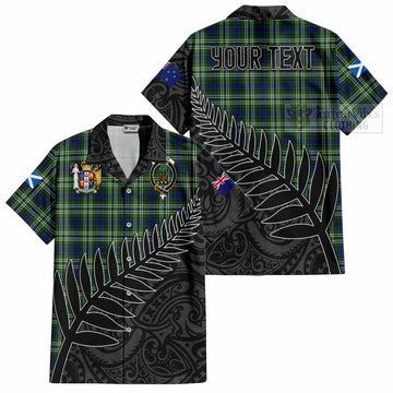 Swinton Crest Tartan Short Sleeve Button Shirt with New Zealand Silver Fern Half Style