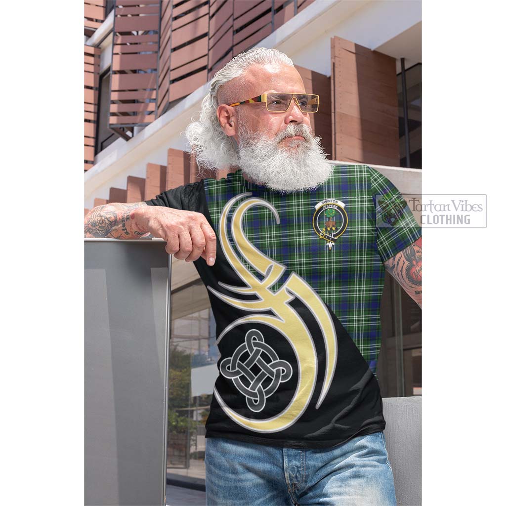 Tartan Vibes Clothing Swinton Tartan Cotton T-shirt with Family Crest and Celtic Symbol Style