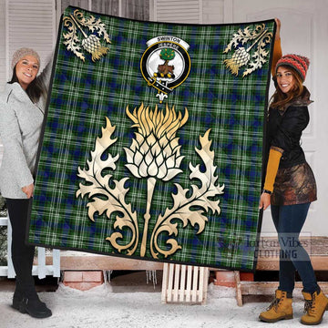 Swinton Tartan Quilt with Family Crest and Golden Thistle Style