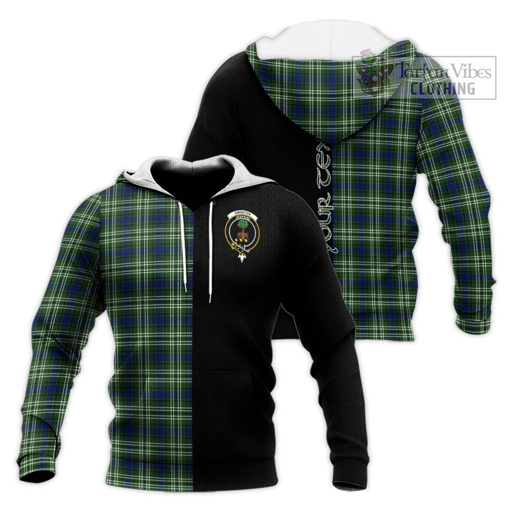 Swinton Tartan Knitted Hoodie with Family Crest and Half Of Me Style Unisex Knitted Pullover Hoodie - Tartanvibesclothing Shop