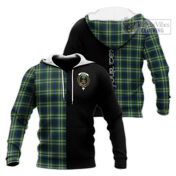 Swinton Tartan Knitted Hoodie with Family Crest and Half Of Me Style