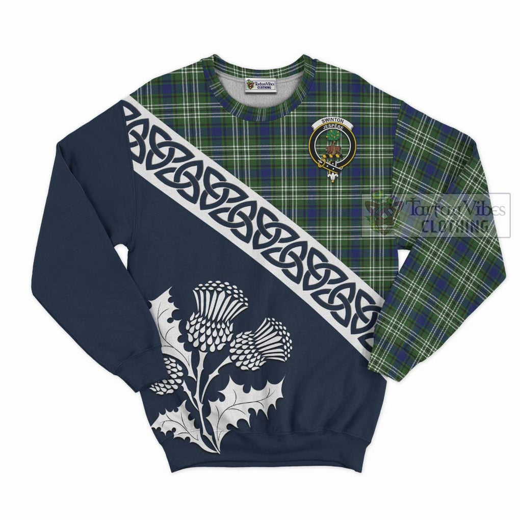 Tartan Vibes Clothing Swinton Tartan Sweatshirt Featuring Thistle and Scotland Map