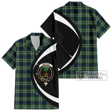 Swinton Tartan Short Sleeve Button Up with Family Crest Circle Style