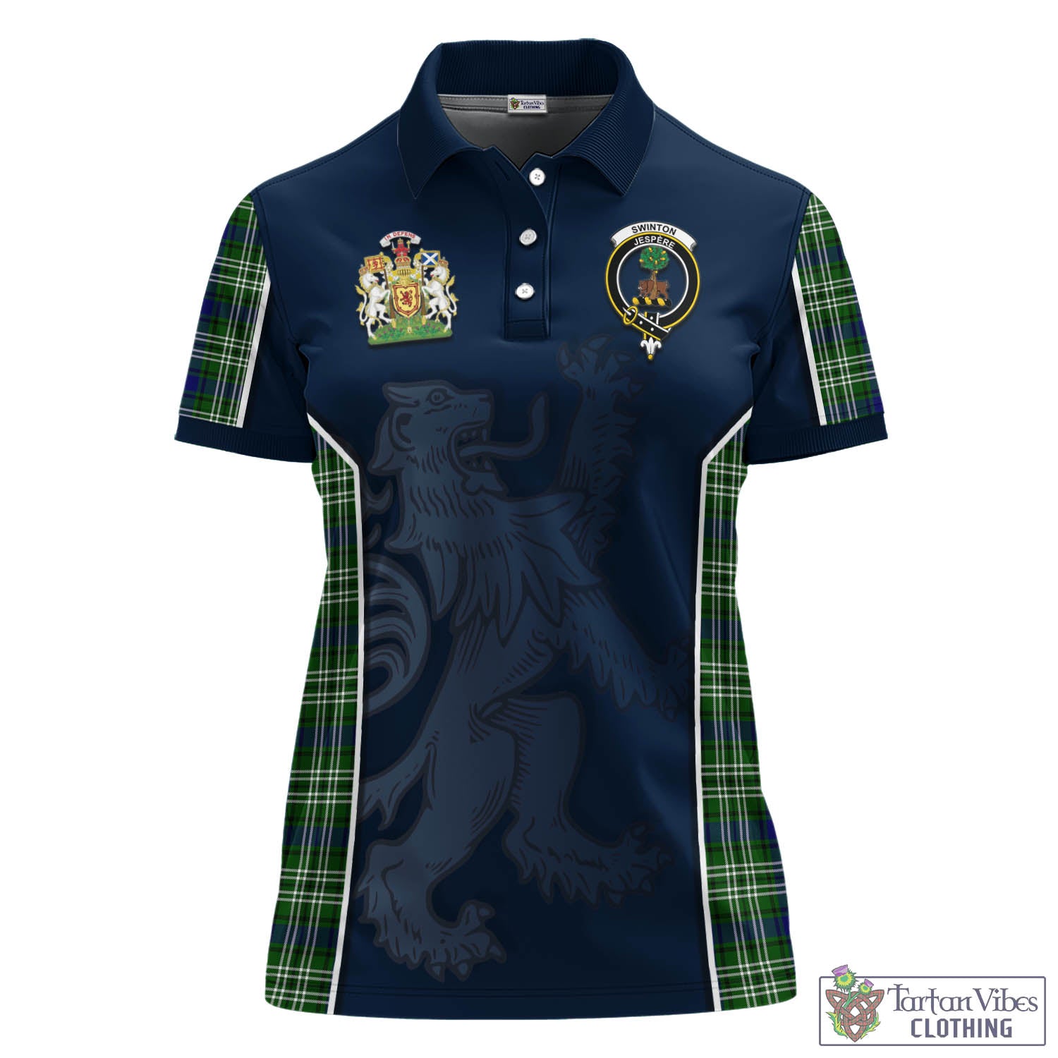 Swinton Tartan Women's Polo Shirt with Family Crest and Lion Rampant Vibes Sport Style - Tartan Vibes Clothing