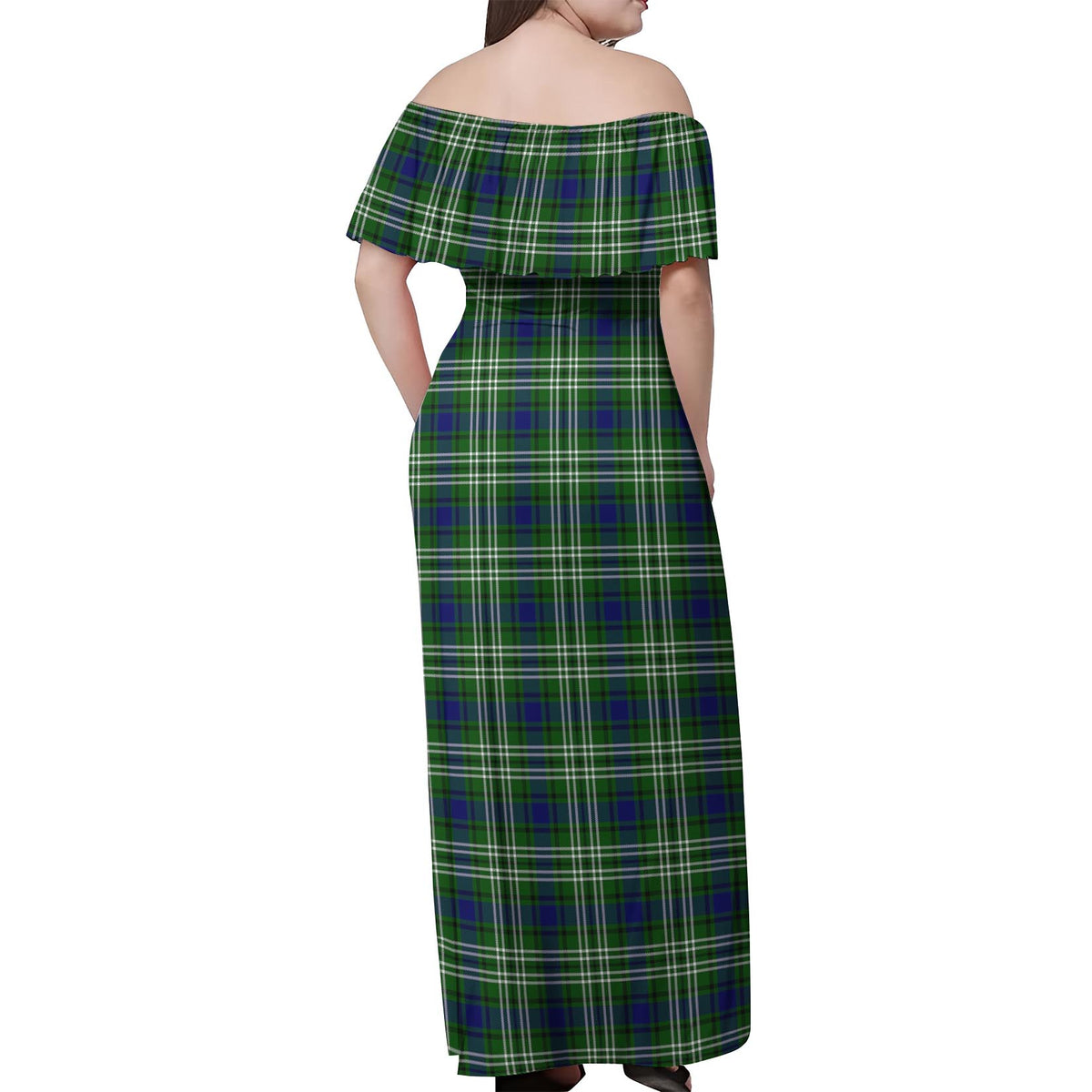 Swinton Tartan Off Shoulder Long Dress - Tartan Vibes Clothing